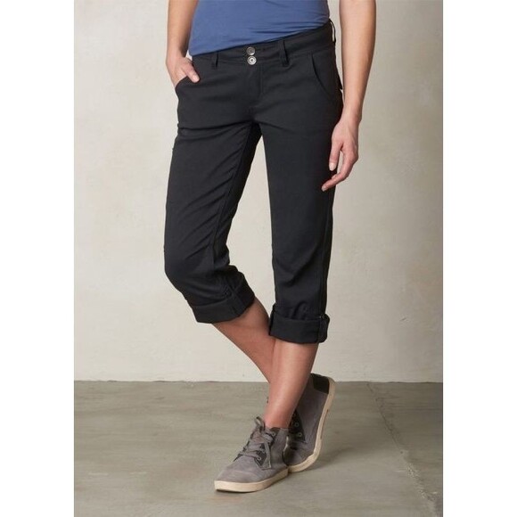 PRANA Black Halle Straight Leg Mid Rise Pants Roll Up Outdoor Hiking 10 Short - Picture 5 of 11